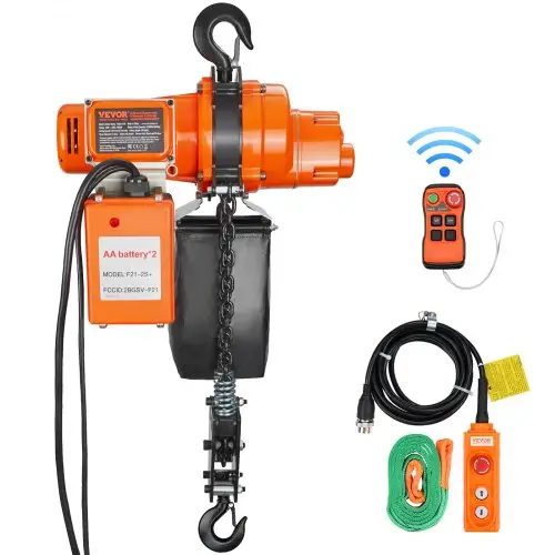 VEVOR elektrische kettingtakel, capaciteit 998 kg, hefhoogte 6 m, 11.500 tpm, takel met ketting, 100 m draadloze en 4,5 m bekabelde afstandsbediening, kabellier voor garage, werkplaats en woning
