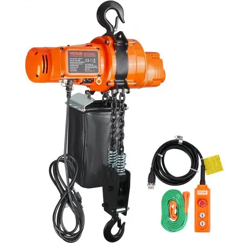 VEVOR elektrische kettingtakel, capaciteit 998 kg, hefhoogte 3 m, kabeltakel, eenfase elektrische staalkabellier met G80-ketting, 3 m kabelafstandsbediening, ideaal voor garages, winkels en hotels