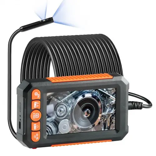 VEVOR endoscoopcamera met licht, dubbele lens-borescoop met 15 m semi-rigide kabel, 4,3 inch scherm, 1080P inspectiecamera, 8+1 led-lampjes, 4x zoom, IP67 waterdichte slangencamera voor auto's en loodgieterswerk