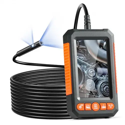 VEVOR endoscoopcamera met licht, industriële borescoop met dubbele lens, 4,3-inch scherm, 1080P inspectiecamera, 8+1 lampen, 4x zoom, IP67 waterdichte slangencamera voor auto, loodgieterswerk (5 m kabel, 32 GB kaart)