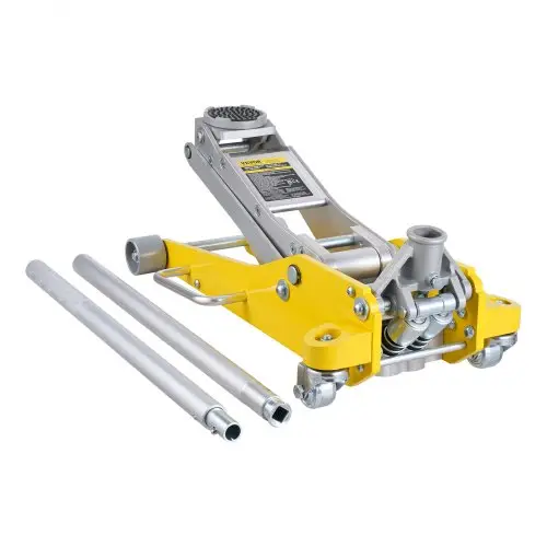 VEVOR hydraulische krik, laag profiel, 3 ton capaciteit, robuuste aluminium hydraulische krik met dubbele zuiger snelhefpomp, geel, 93-465 mm