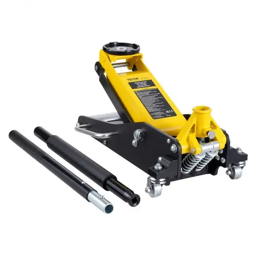 VEVOR hydraulische rolkrik 2 ton laag profiel zware aluminium hydraulische krik met dubbele zuiger snelhefpomp, geel