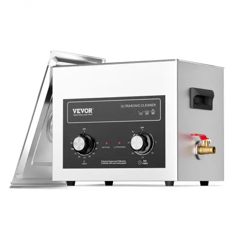 VEVOR 10L ultrasoonreiniger met verwarmingstimer en mand, professionele digitale sonische cavitatiemachine, 240W reinigingsmachine voor laboratoriumgereedschappen, metalen onderdelen, carburateurs, messing, auto-onderdelen en motoronderdelen.