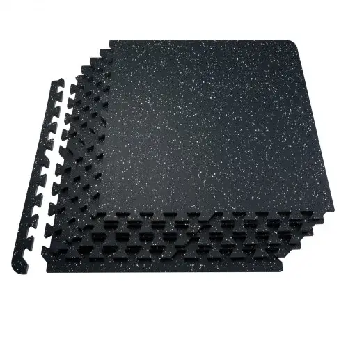 VEVOR Yoga Vloermatten 25 stuks Rubberen oppervlak & EVA-schuim, 61 x 61 cm oefenmatten met een dekking van 100 vierkante voet, in elkaar grijpende oefenmatten voor sportschoolgarage, zwart & wit