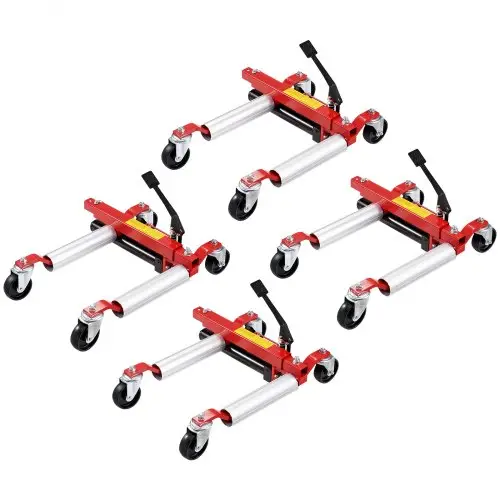VEVOR Autokrik met wielen, 4 stuks, max. draagvermogen 680 kg, autokrik met 360° draaibare wielen, hydraulische krik voor zware voertuigpositionering, voor voertuigreparatie en -verplaatsing