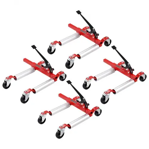 VEVOR wielkrik, max. laadvermogen 1500 lbs autokrik met 360° draaibare wielen, robuuste ratelkrik voor voertuigpositionering, voor voertuigreparatie en -verplaatsing, set van 4