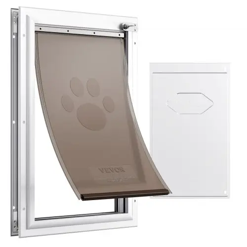 VEVOR Pet Flap Hondenluik Gemaakt van Aluminium Frame met Lock & Flap Systeem 287 x 407 mm, Weerbestendig Hondenluik Huisdierdeur Geschikt voor Katten Honden Kittens (Wit-M) Eenvoudige Installatie