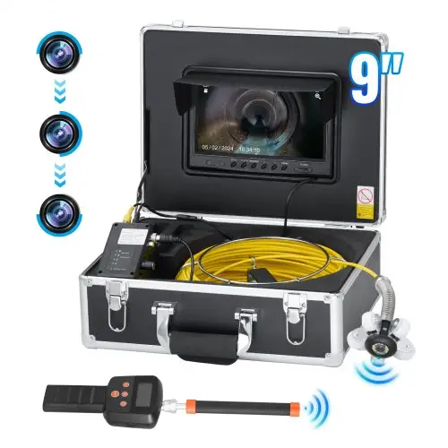 VEVOR Rioolcamera met 512Hz Tracking, 30m, 9-inch buisinspectiecamera met zelfnivellering, 36x zoom, endoscoop met 12 LED's, 32GB kaart, IP68 waterdichte slangcamera voor rioolbuizen