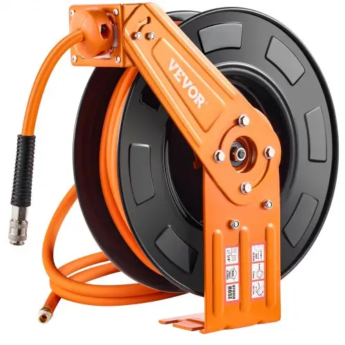 VEVOR persluchtslanghaspel, 9,52 mm x 19,81 m hybride luchtslang, max. 300 PSI, slanghaspel met automatische oprolfunctie en netsnoer, voor plafond-/wandmontage in werkplaatsen en garages.