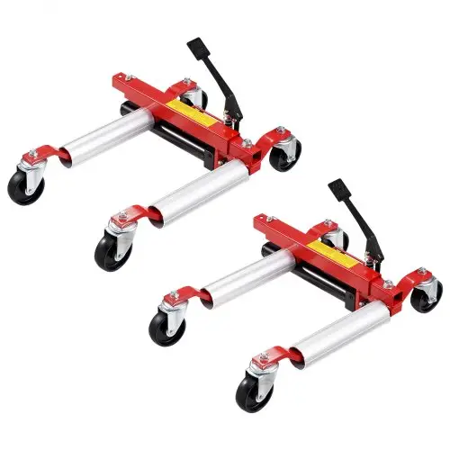 VEVOR Wieltrolleys, 2 stuks, 680 kg draagvermogen per stuk, hydraulische manoeuvreerrollen/bandenrollen voor auto's, SUV's, caravans en tractoren. Ideaal voor het manoeuvreren en verplaatsen van voertuigen. Hydraulische trolleykrik.