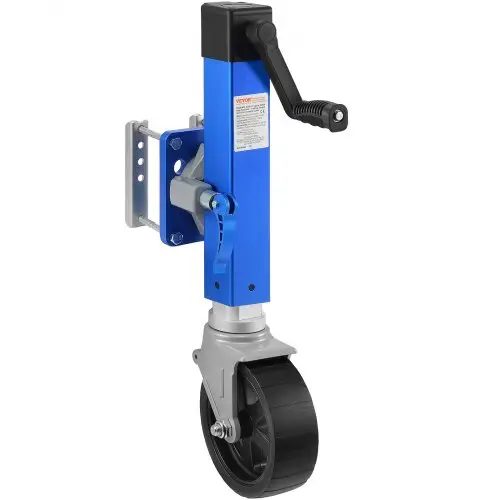VEVOR Trailer Jack met wiel, 725 kg trailerondersteuning, draaibare boottrailerkrik PP enkel wiel, 254 mm hefhoogte, aan te bouten reisaanhangwagen met handgreep voor camper, boot, paardentrailer, aanhangwagen