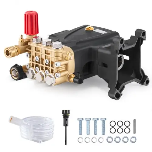 VEVOR hogedrukreinigerpomp, 1-inch as, horizontale triplexzuiger, 4000 PSI, 4,0 GPM, vervangende hogedrukreinigerpompset met hardware, compatibel met Simpson MorFlex 40224, 40225, 40226, Santoprene