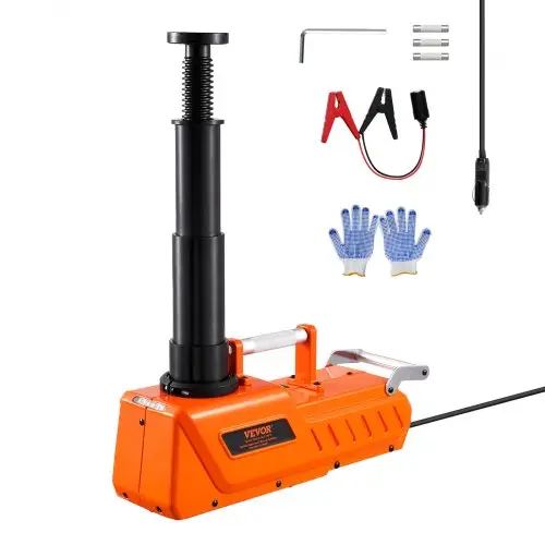 VEVOR Elektrische autokrik 15t Verstelbare elektrische schaarkrik met zware capaciteit, 12V bandenwissel met dubbele voeding en led-verlichting, krikset voor sedan, SUV, vrachtwagen