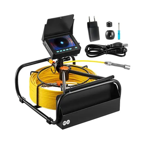 VEVOR Rioolcamera, 98 ft/30 m, 4,3-inch rioolinspectiecamera met verlichting - 6 verstelbare LED's, 16 GB-kaart, 3x zoom en 8500 mAh krachtige batterij, IP68 waterdichte loodgieterscamera voor rioolbuizen