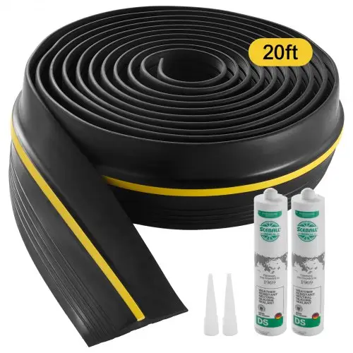 VEVOR Garagedeur Drempel Afdichtstrip 6,09m Garagedeur Onderkant Afdichtstrip met Lijm, Weerbestendige Strip voor Garagedeur Onderkant, Verbeterd Dik PVC