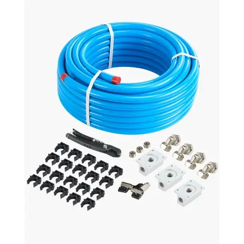 VEVOR Luchtcompressor Leidingset, 30,48 m x 19,05 mm Persluchtslang, HDPE Aluminium Persluchtleidingsysteem, Lekvrij, Persluchtslangset voor Garages en Werkplaatsen, Blauw
