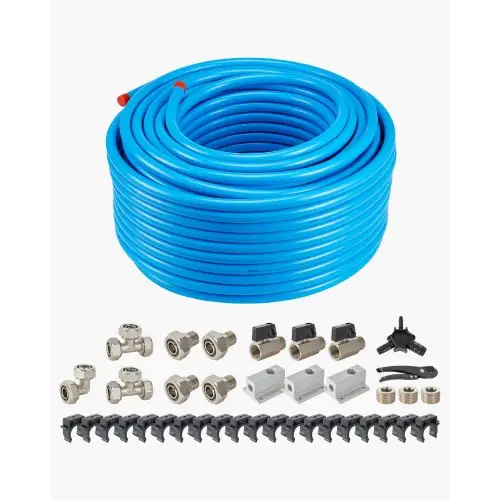 VEVOR Luchtcompressor Leidingkit, 91,44 m x 19,05 mm, HDPE Aluminium Persluchtleidingsysteem, Lekvrij, Drukbestendig en Eenvoudig te Installeren, Persluchtleidingkit voor Garages en Werkplaatsen, Blauw