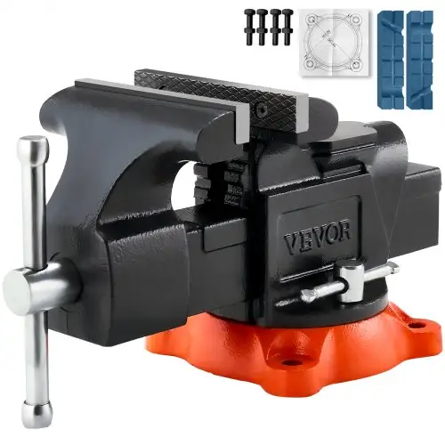 VEVOR bankschroef, bekbreedte 127 mm, maximale bekopening 127 mm, multifunctionele bankschroef met 360° draaibare, vergrendelbare voet, 71 mm bek, werkbankschroef van nodulair gietijzer met aambeeld