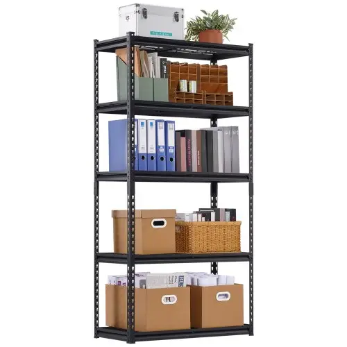 VEVOR Opslagstelling, 907 kg, 5-laags zware garagestelling, 406,4 x 914,4 x 1828,8 mm, verstelbare stelling, industriële stelling, praktische stelling, kelderstelling voor keuken, magazijn, kelder, zwart