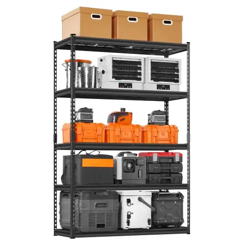 VEVOR Opslagstelling, 1134 kg, 5-laags zware garagestelling, 457,2 x 1219,2 x 1828,8 mm, verstelbare garagestelling voor industriële stellingen, kelderstelling, voor keuken, magazijn, kelder, zwart