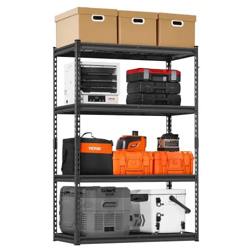 VEVOR opslagrekken, capaciteit 1096 kg, 4-laags zware garagerekken, 508 x 1016 x 1524 mm, verstelbare metalen rekken voor industriële stellingen, garagerekken, kelderrekken voor keukens, magazijn, kelder, zwart