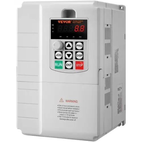 VEVOR frequentieregelaar, frequentieomvormer, omvormer, VFD, 7,5 kW, 34 A, 10 pk, 1-fase 220 V-ingang naar 3-fase 220 V-uitgang, voor snelheidsregeling van driefasemotoren