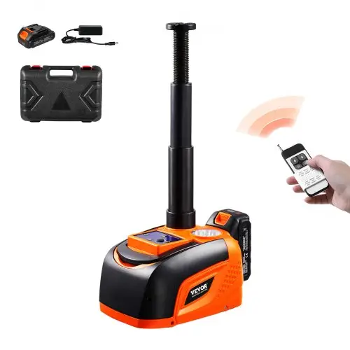 VEVOR Elektrische autokrik Verstelbare draagbare schaarkrik met zware capaciteit (5t), bandenwissel, vervanging met LED-lampje en afstandsbediening, krikset voor sedan, SUV, vrachtwagen, oranje