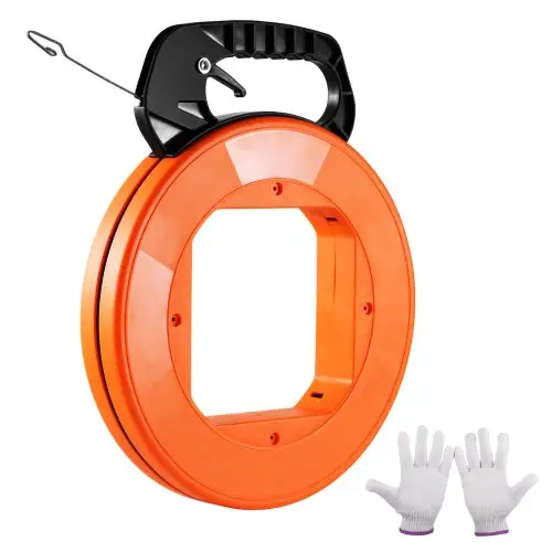 VEVOR intrekbare tape, 36 m x 3,1 mm, kabelintrekhulp met geoptimaliseerde behuizing en handgreep, intrekbare spiraal, intrekbare draadtang, draadintrektang voor muren en elektrische kabels, niet-geleidend
