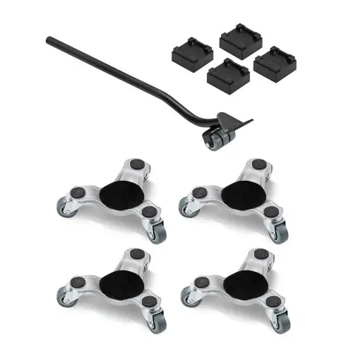 VEVOR Meubelroller Set van 4, 158 x 158 x 65 mm, Draagvermogen 200 kg, 3-wielige stalen meubelroller met driehoekige zwenkwielen, transportroller voor huishoudelijke apparaten, banken en koelkasten