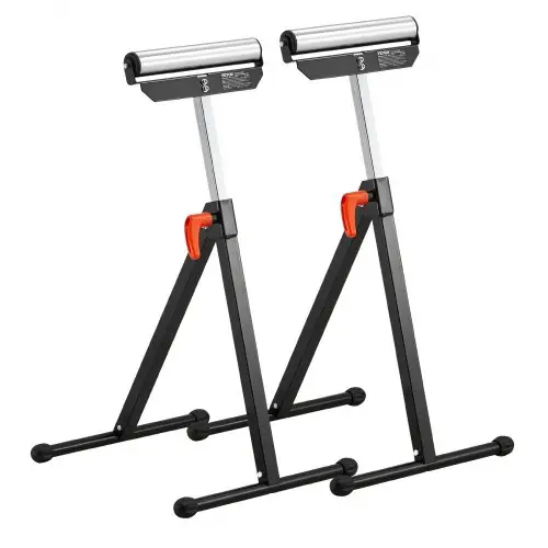 VEVOR Set van 2 rolstandaards, draagvermogen 61 kg, in hoogte verstelbaar van 68-108 cm, afkortbaar rolstandaard met 292,1 mm gepolijste stalen rolkop, werkstandaard voor tafelzaagaansluiting, verlengsteun