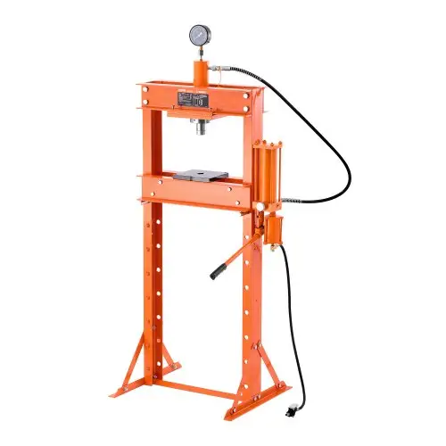 VEVOR 20 t hydraulische werkplaatspers (H-frame) met persplaat, verstelbare hydraulische pers (max. cilinder 14 cm) met driehoekige ondersteuning, geschikt voor buigen, richten en ponsen Oranje