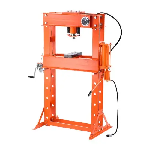 VEVOR hydraulische werkplaatspers 50 t (H-frame) met persplaat, verstelbare hydraulische pers (max. cilinderdiameter 185 mm) met driehoekige steun, geschikt voor buigen, richten en ponsen, oranje