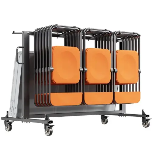 VEVOR opklapbare stoelstandaard, draagvermogen 181 kg, opklapbare stoeltrolley voor 42 stoelen of 12 tafels, multifunctionele stoeltrolley met rubberen wielen en houders, grote stoelhouder, matzwart