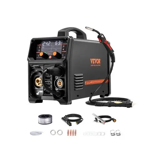 VEVOR Pro MIG-lasser, 200 Amp Pluse MIG-lasser, 5-in-1 Synergy-lasser MIG Pluse, gasloos MIG, gas MIG, MMA en Lift TIG, met IGBT-invertertechnologie en LCD-scherm