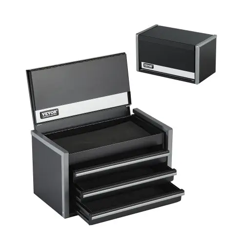 VEVOR Gereedschapskist 218,4 x 118 x 120 mm, Gereedschapskist met 3 laden, Gereedschapskoffer met EVA-inzetstukken en PP-voetkussens, Robuust staal met kogellageropening en poedercoating, Zwart