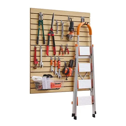 VEVOR Gereedschapswand 1220x1220x18mm, MDF Garage Slatwall met modulair ontwerp, wandmontage, 11,3 kg Slatwall-paneel met koppelstructuur en zelf zagen, geschikt voor opslag en presentatie