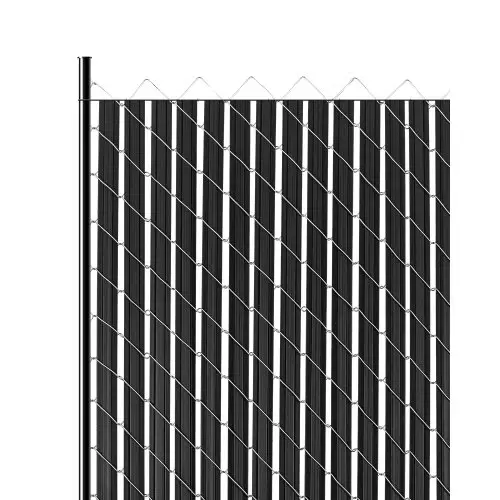VEVOR Privacy Screen Lamellen 2350 mm, Dubbelwandige verticale lamellen met grondvergrendeling en vleugels voor kettingschakelhekken, HDPE-gaaslamellen, Ideaal voor tuin en boerderij (Zwart)