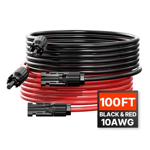 VEVOR 2x Solarkabel verlengkabel vrouwelijke/mannelijke connectoren 6mm²/10AWG 30,48m