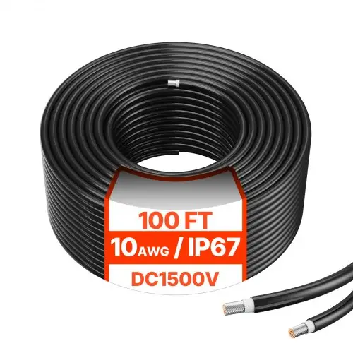 VEVOR 30,48m Zonne-energiekabel 6mm²/10AWG IP67 PV-kabel XLPE koperen verlengkabel