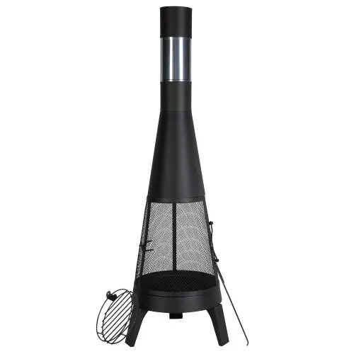 VEVOR Tuinhaard, φ508x1495 mm Terraskachel, Conische haard voor grillen en verwarmen, Azteekse kachel voor buiten met grillrooster, schoorsteenmantel en roestvrijstalen schoorsteendeksel, voor terras, tuin, achtertuin