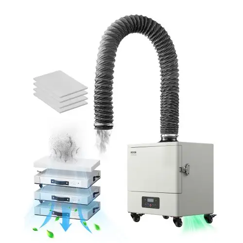 VEVOR lasrookafzuiger, 459 m³/u soldeerrookdemper met 280W motor, 4-traps filter, 10-snelheden en afstandsbediening rookreiniger voor solderen, graveren en doe-het-zelf lassen