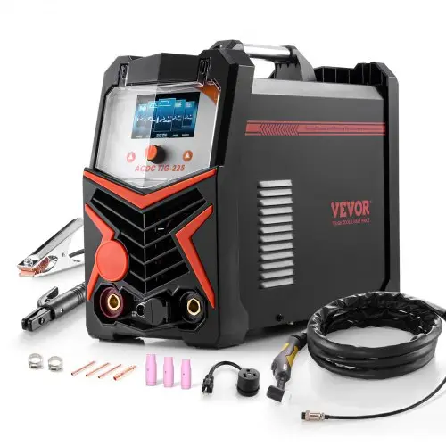 VEVOR TIG-lasser, 6-in-1 aluminiumlasser (groot LED-display) - AC TIG/DC TIG/AC puls TIG/DC puls TIG/Spot TIG/MMA (staaf), elektrische lasser met IGBT-omvormer