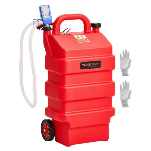 VEVOR Brandstoftrolley, 60 L, Brandstoftank met 12 V DC brandstofpomp, 1,2 m aanvoerslang en Auto-Stop sensormondstuk, Tankadapter, Geschikt voor diesel en benzine, Rood