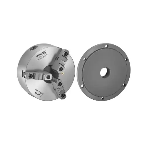 VEVOR 3-klauwplaat, φ200 mm, klauwplaat met 57,15 mm 8-draads steunplaat, klembereik 4-200 mm met T-sleutelschroeven, materiaal HT300, voor hout-/metaaldraaibanken