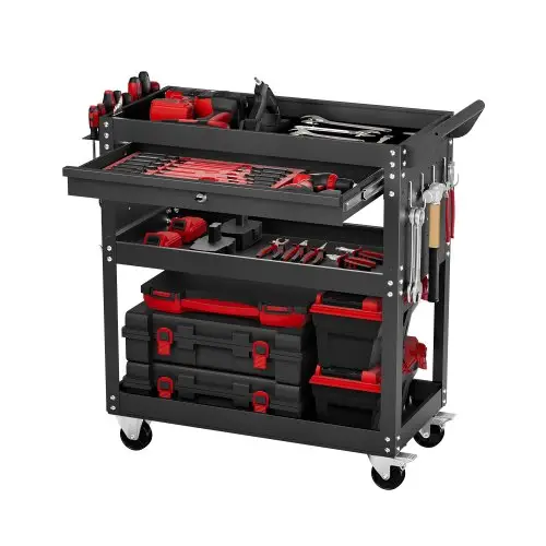 VEVOR Gereedschapswagen 830x350x826 mm, draagvermogen 160 kg, werkplaatswagen met lade, opbergorganizer voor gereedschap van monteurs, voor garage, magazijn en reparatiewerkplaats, zwart