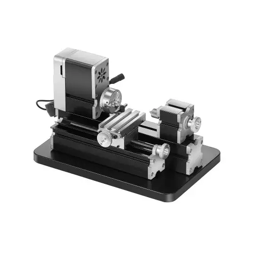 VEVOR Mini Metaaldraaibank 70x130 mm, Freesmachine 20.000 tpm, 36 W Hoogwaardige Motor, 3-klauwplaat, Didactische Metaaldraaibank met Beschermkap voor het Bewerken van Precisieonderdelen