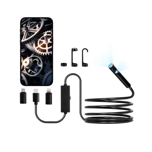 VEVOR endoscoopcamera met licht, endoscoop met dubbele lens voor Android en iOS, 1920P HD-inspectiecamera met 8+1 ledlampen, 2x zoom, 3 m slangkabel, IP67 waterdichte camera voor auto, loodgieterswerk