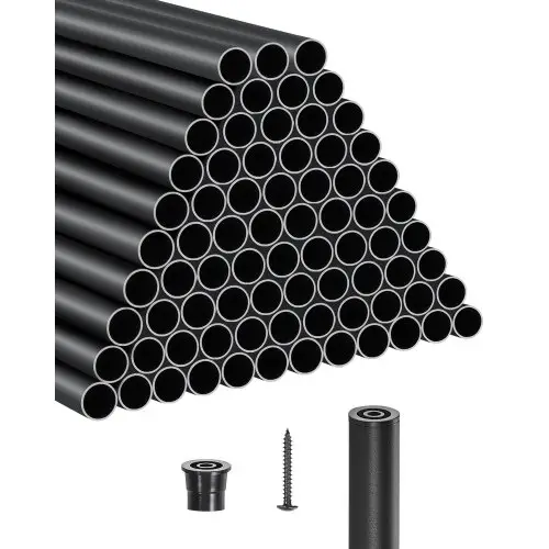 VEVOR trapleuning, 101-pack, 66 cm aluminium trapleuningen, 3/4 inch metalen spilleuning, holle terrasleuning met doppen en schroeven voor trappen, veranda's en patio's, matzwart