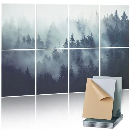 VEVOR 8-pack akoestische panelen, 1200x800x10 mm, akoestische wandpanelen, zelfklevende, geluidsabsorberende en geluiddempende panelen voor thuis, kantoor, studio, speelkamer, theater en bos