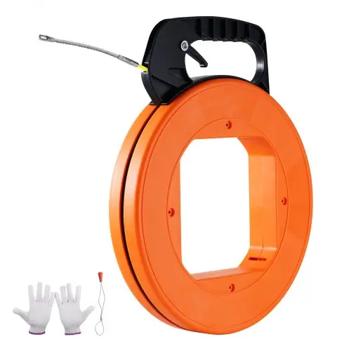 VEVOR Glasvezelkabeltrekker, 60,96 m x 4,7 mm, met geoptimaliseerde behuizing en handgreep, gebruiksvriendelijke kabeltrektang, trekspiraal voor wand- en elektrische draden, niet-geleidend